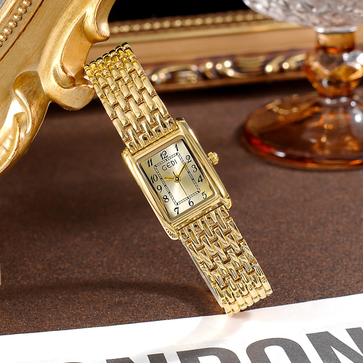 

Vintage High-end Quartz Bracelet Watch for Women, Simple Square Steel Waterproof Arabic Numeral Dial, Reloj Delivery Gift Box