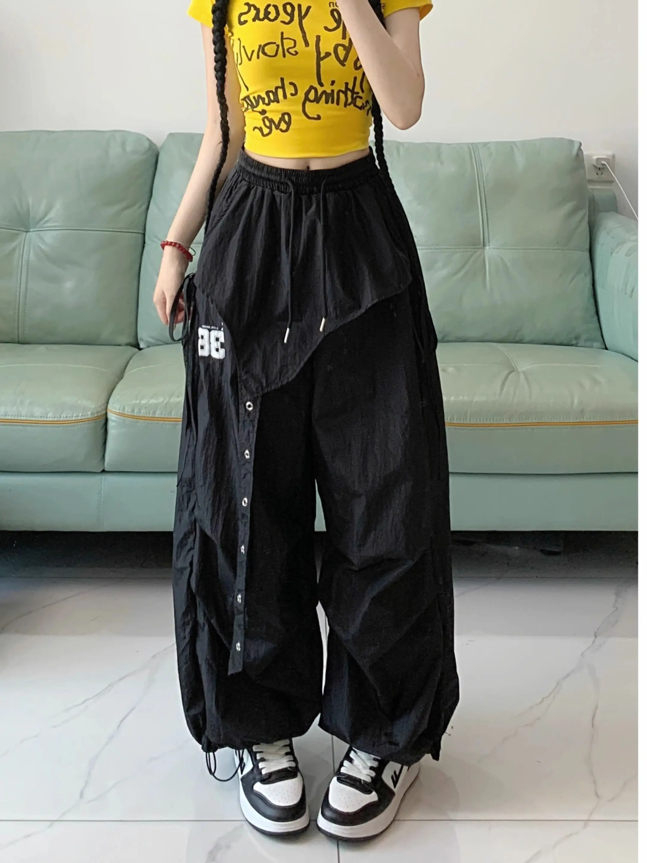 Qui Dry Wijde Pijpen Werkkleding Broek Dames Street Dance Casual Zomer Jazz Sport Vrijetijdsbroek Trendy Koreaanse Sle