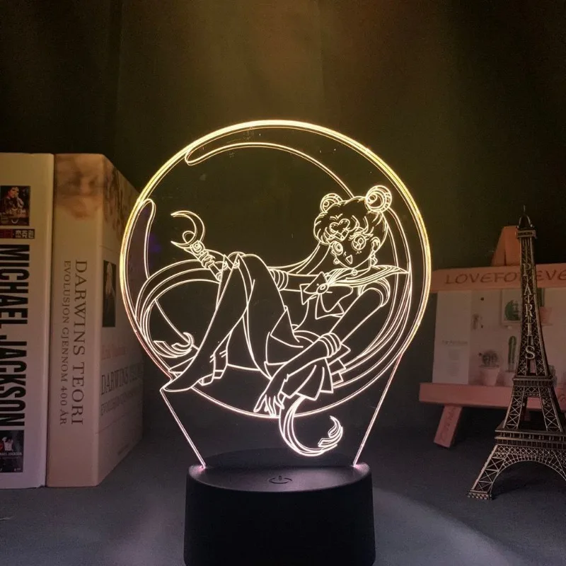 Kawaii Sailor Moon Cartoon Room Decoration Bedroom LED Night Light Princess Style Two-dimensional Anime Table Lamp Birthday Gift view 3