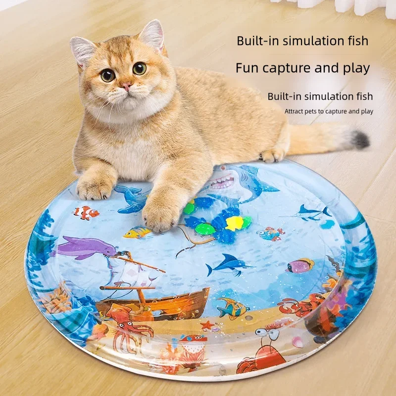 Summer Cat Dog Water Sensory Play Mat Bed Cushion Ice Pad Dogs Sleeping Cooling Square Mat for Puppy Cats Pet Cool Cold Play