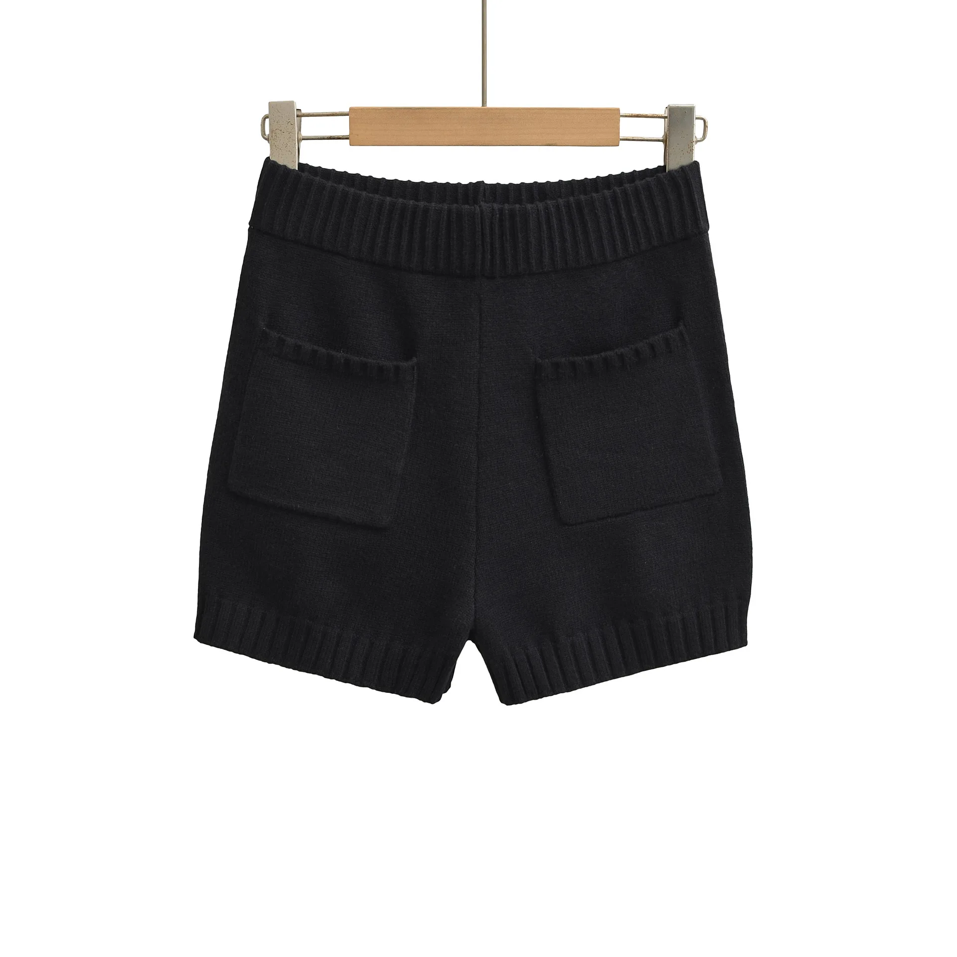 Blogger Style High Waist Knitted Wide Leg Shorts Charming Knitted Shorts Women Straight Wide Solid Color Leg Pants Casaul F59G