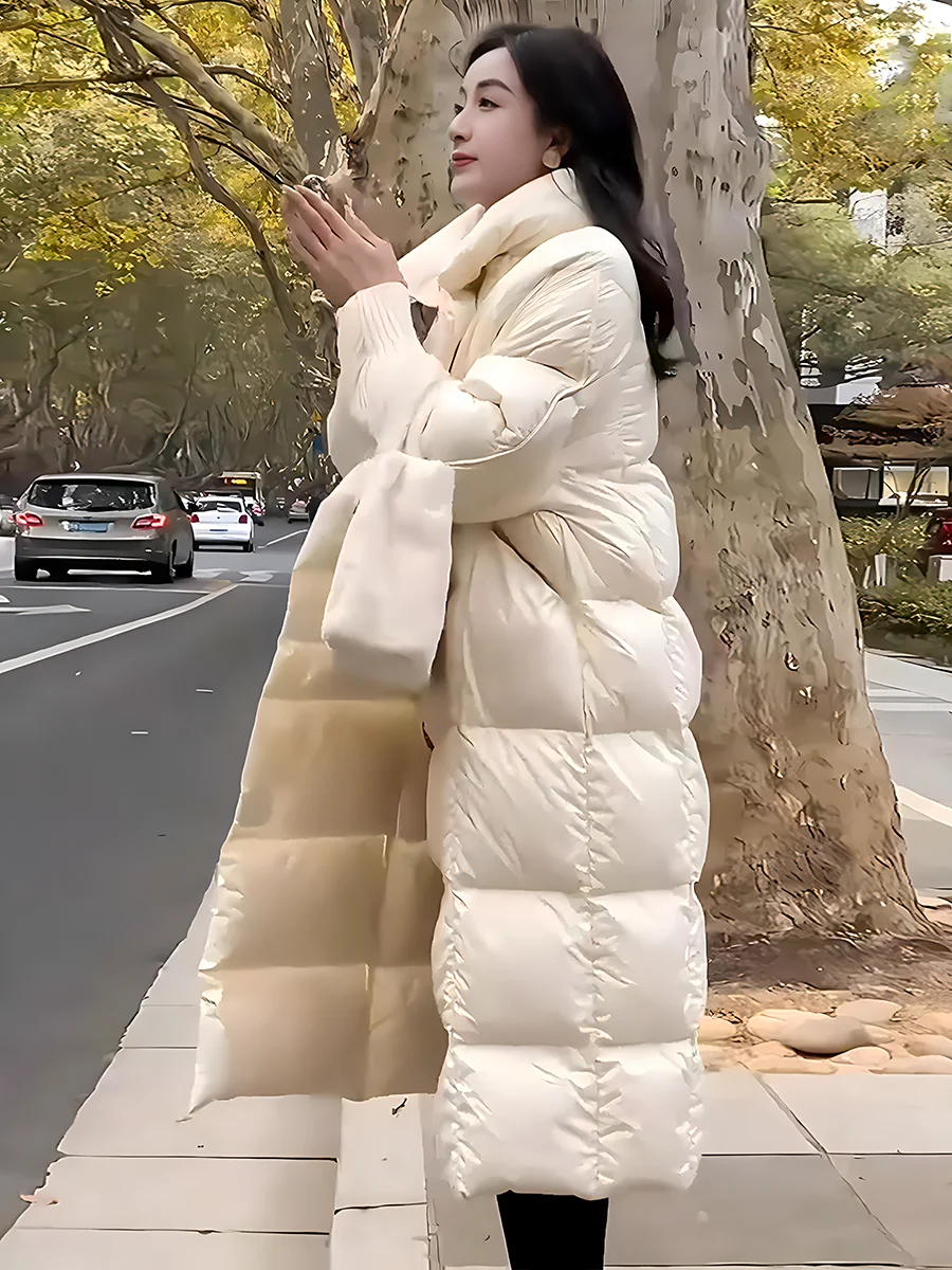 Faionable Thiened Fce forrado blanco Du down Jaet abrigo de invierno para mujer cuello grande todo combinado Sli nueva llegada