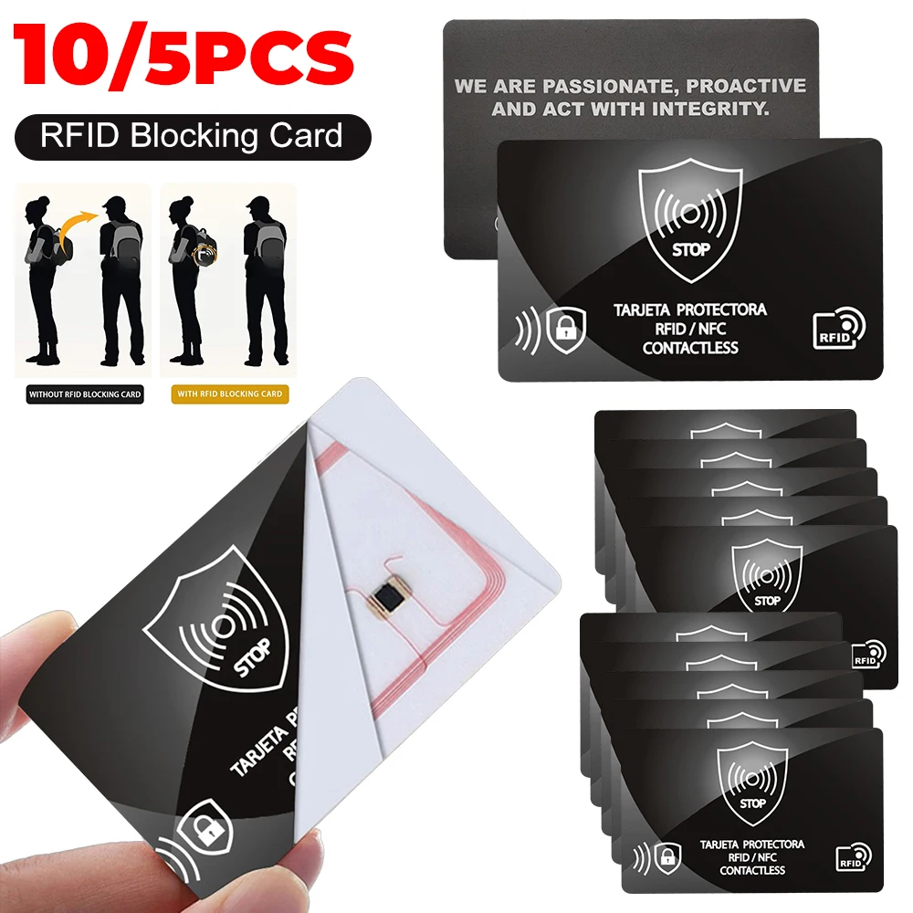 

5/10 шт. RFID-блокирующая карта, противоугонная портативная NFC-блокировка сигнала, дебетовая кредитная карта, защита для паспорта, блокировщик RFID-блокировщик