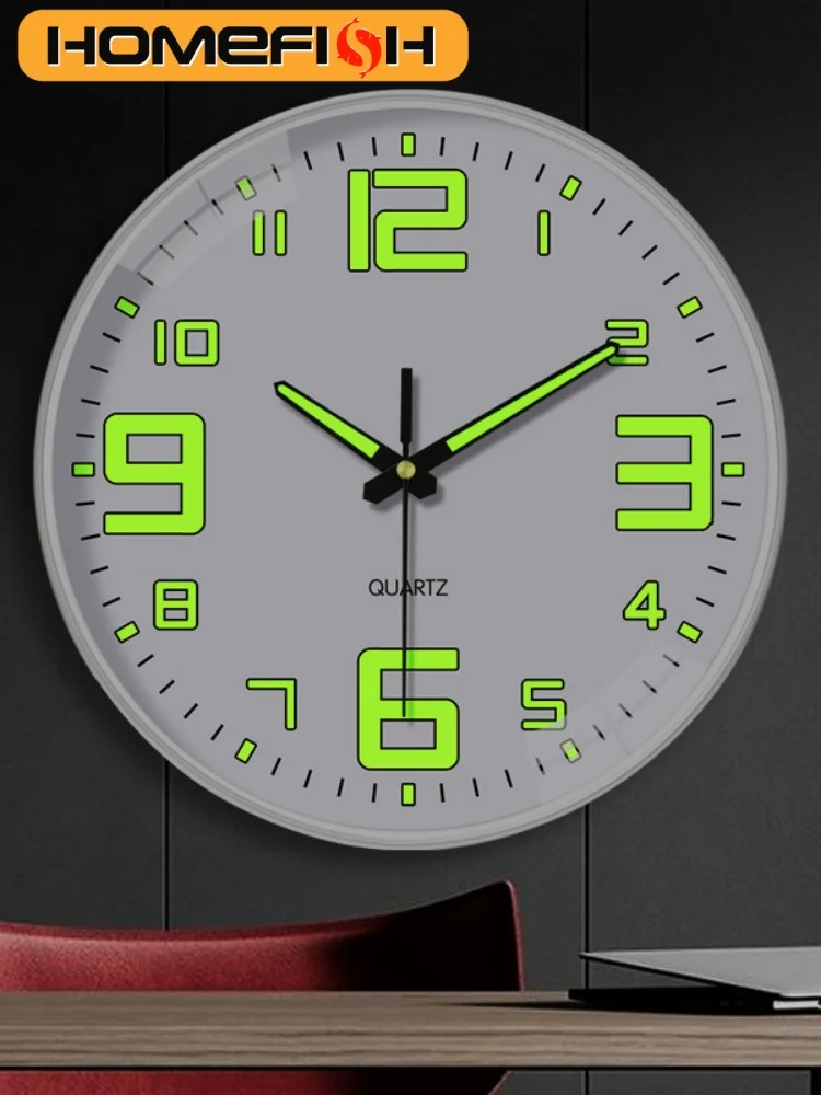 8 Inch Wall Clock Luminous Clock Living Room Decorative Wall Clock Stylish Silent Hole-Free Wall Clock Quartz Clock