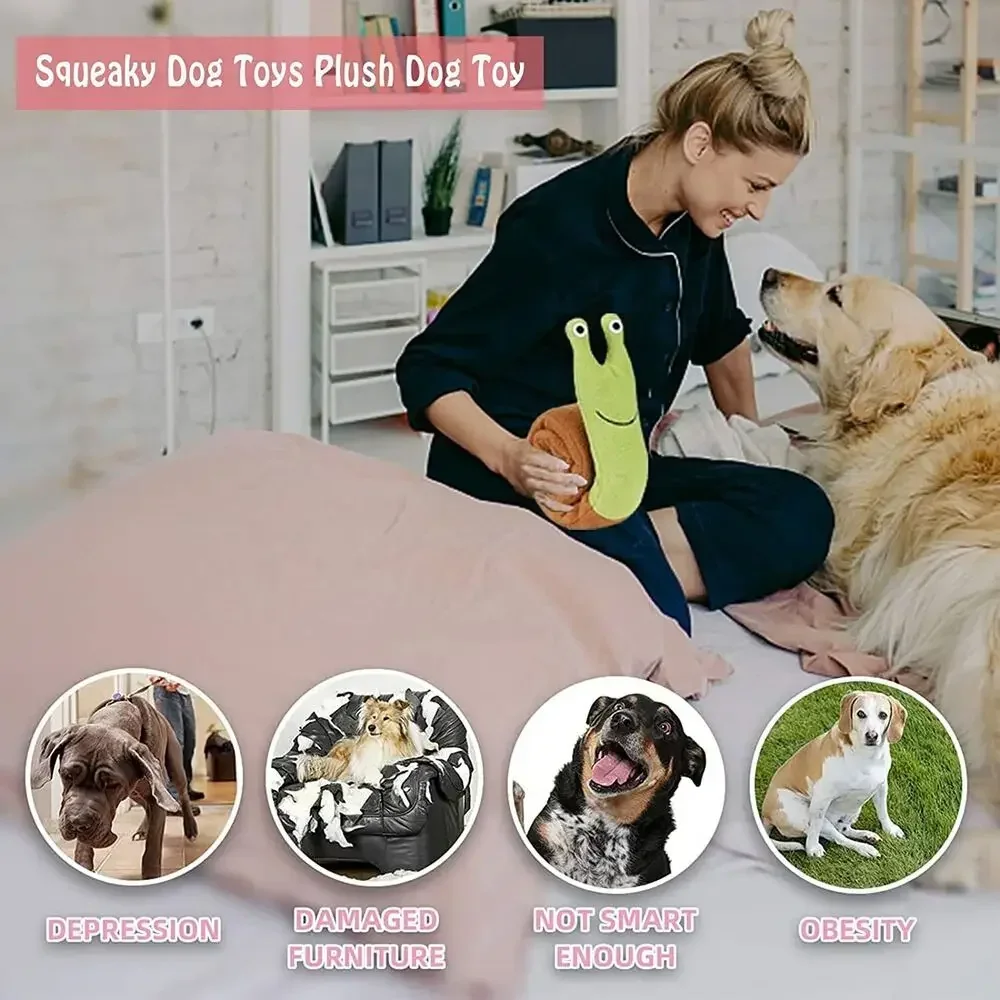 Dog Squeak Toys Pet Sniffing Plush Snails Toys Tibetan Food Molar Puzzle Dog Toys Interactive Dog Puzzle Toy Feeder Pet Supply