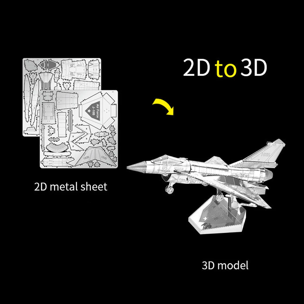 J-10 3D Metalowe puzzle zestawy modeli DIY Laser Cut Puzzle Zabawka dla dzieci