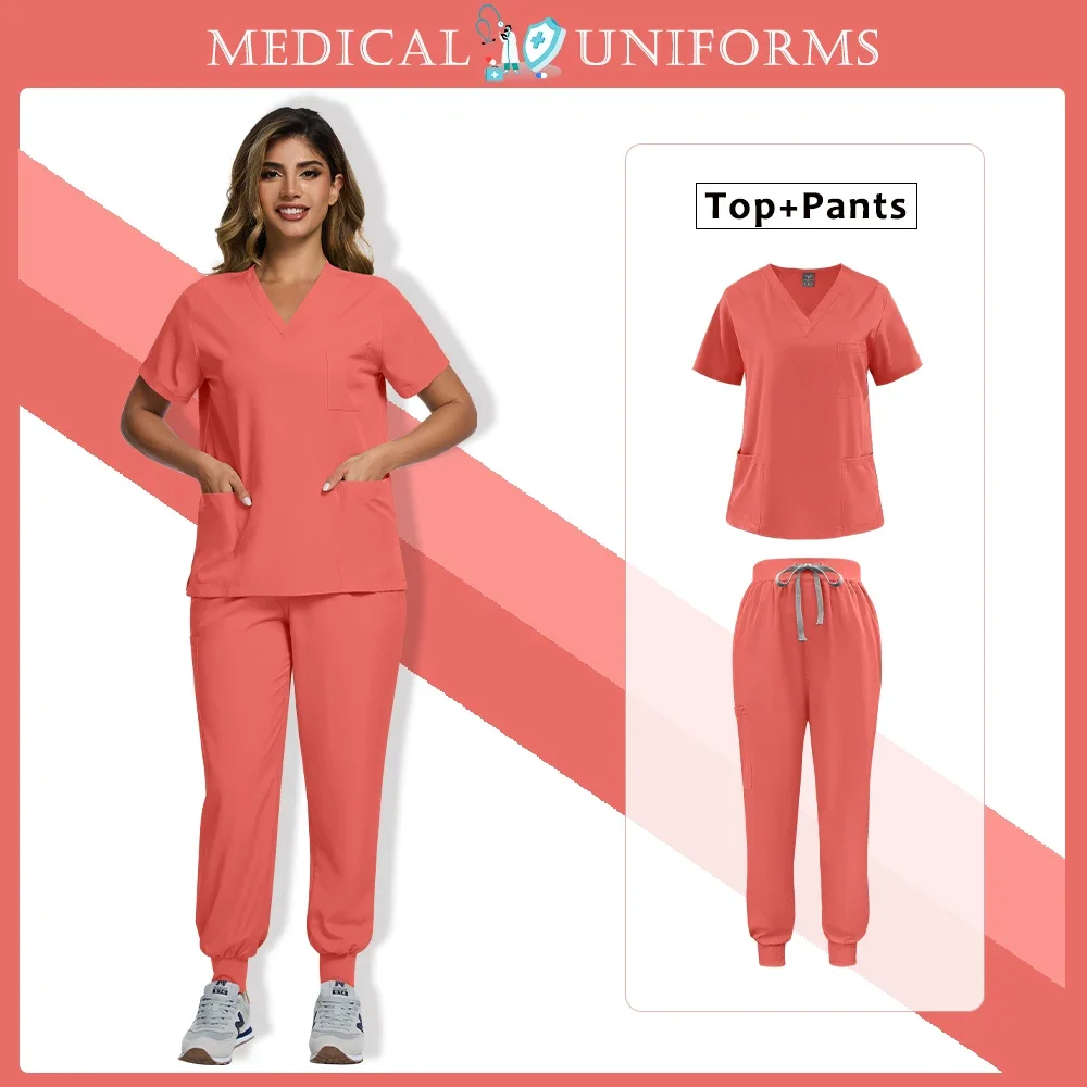 12 Colors Beauty Spa Workwear Medical Surgical Uniforms Woman Clinical Clothes Scrubs Set For Men Doctor Nurse Nursing Workwear