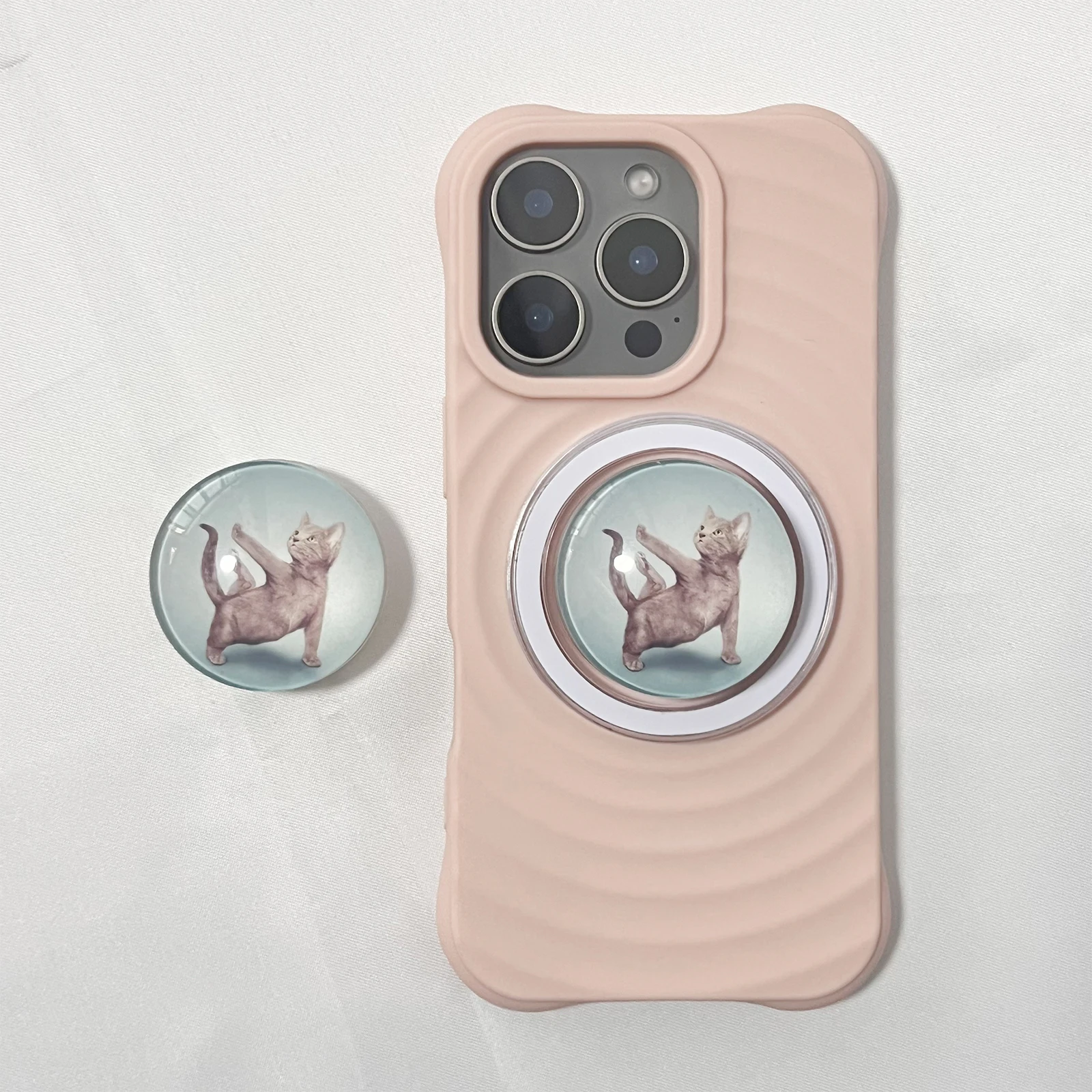 3D хрустальный шар, милый держатель для телефона с изображением йоги и кота, чехол-подставка для Magsafe, магнитный кронштейн для iPhone 17 16 Pro, Samsung Griptok