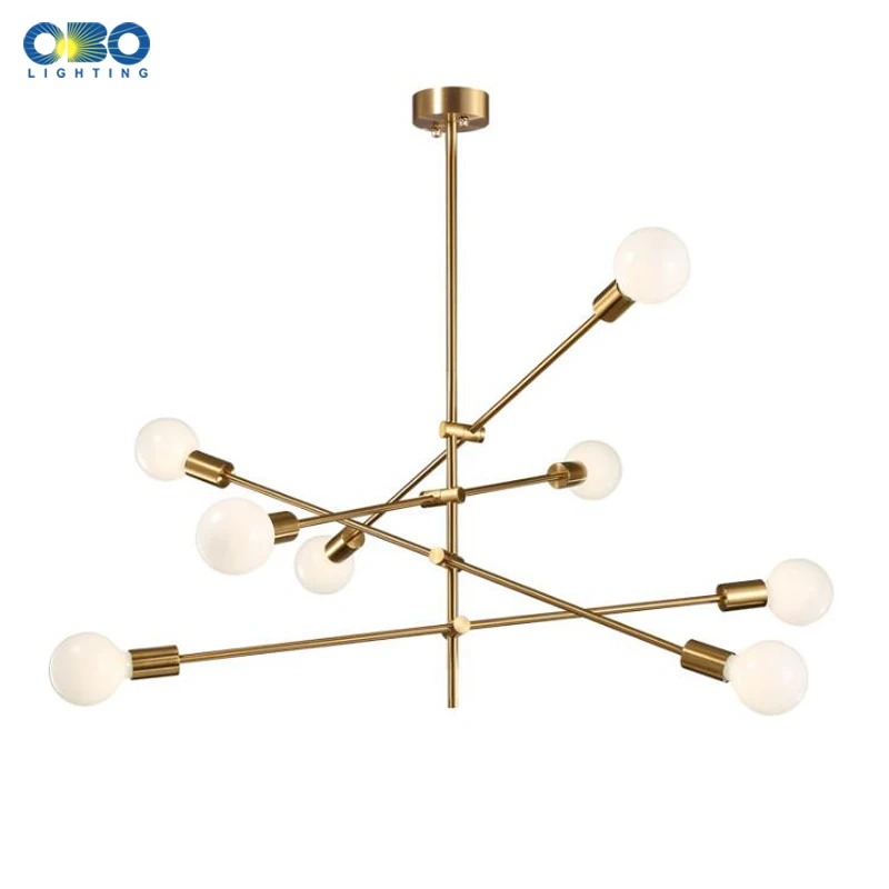 Nordic Pendant Lamp Iron Gold E27 LED Modern Indoor Lighting Luxurious 4/6/8 Heads for Living Room Decor Loft Pendant Lights