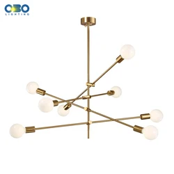 Nordic Pendant Lamp Iron Gold E27 LED Modern Indoor Lighting Luxurious 4/6/8 Heads for Living Room Decor Loft Pendant Lights