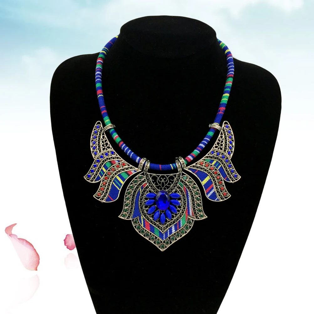 

Blue Colorful Necklace Ethnic Multicolor Beads Bohemia Bib Necklace Perfect Jewelry for Daily Wear Bohemia Jewelry