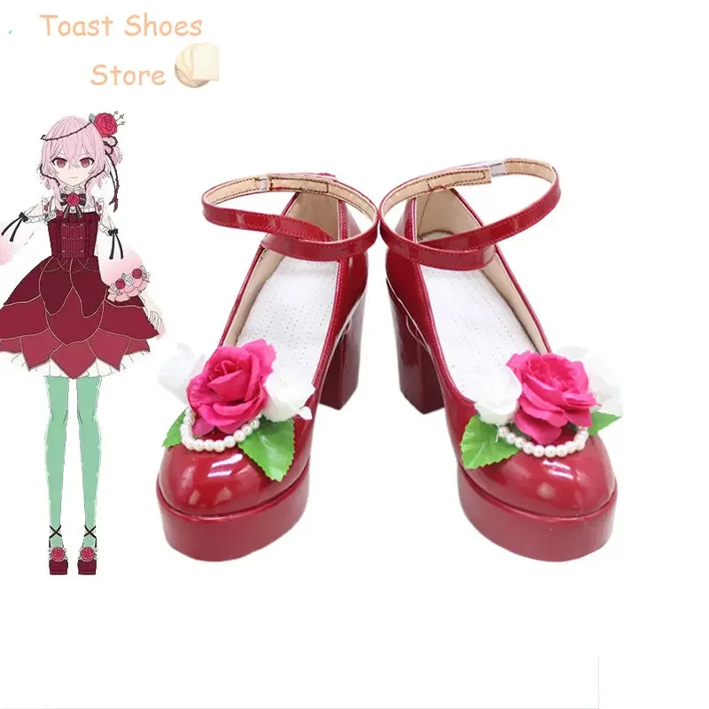 

Rosemi Lovelock Обувь для косплея Youtuber Vtuber Сапоги для косплея Хэллоуин Карнавальный реквизит Высокий каблук Красные туфли из искусственной кожи Костюм Опора