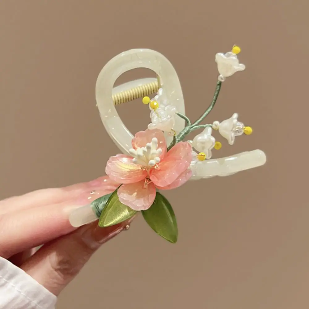 Flower Hanfu Hair Crab Clip Acrylic Hair Catches Chinese Style Hair Catches Hair Accessories Ponytail Holder Ancient Hair Claw