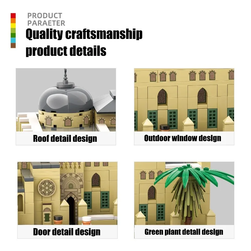 3233 Uds. Templo creativo de Jerusalén, arquitectura de bloques de construcción de Jerusalén, juguete para regalo para niños adultos