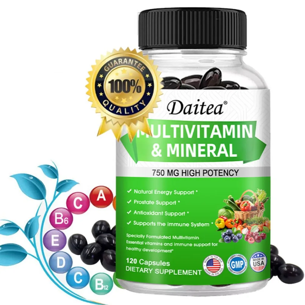 Multivitamin & Mineral 750mg - Natural Energy & Immune Support, 120 Capsules