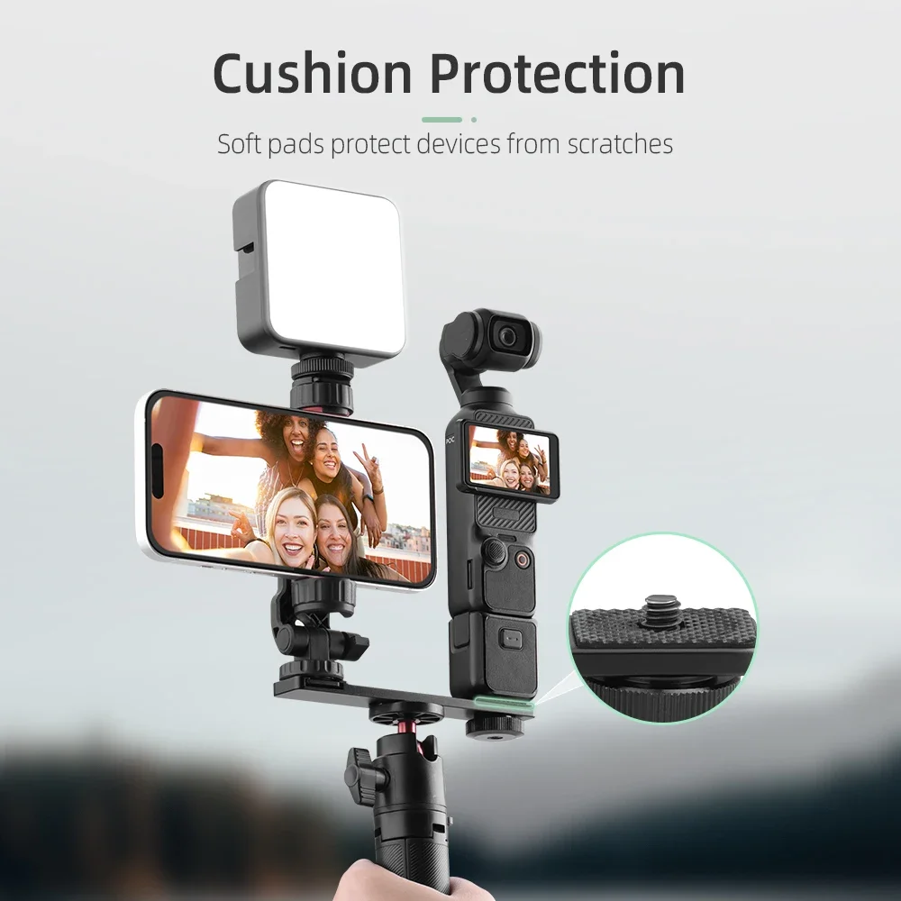 Uchwyt na telefon do DJI Pocket 3/Pocket 4/Insta360 X5, stabilizujący klips do nagrywania wideo, klips do telefonu z lampą doświetlającą, klips do statywu, akcesoria do kamery. — zdjęcie produktu 6