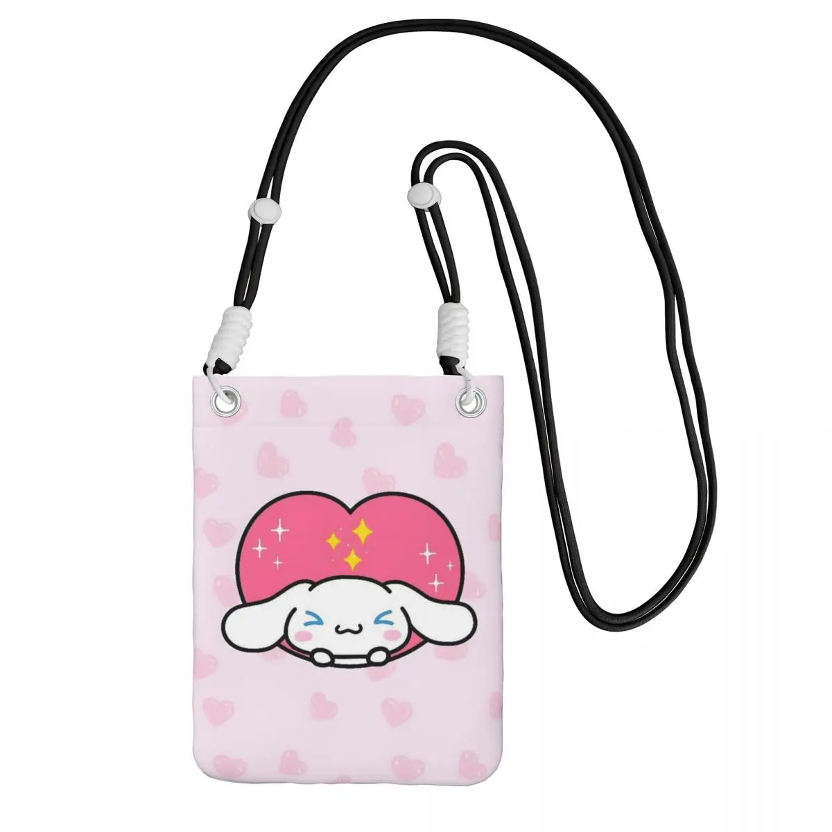 

Сумка для мобильного телефона Cinnamoroll на заказ, диагональная сумка для мужчин и женщин, модная сумка для мобильного телефона с белой собакой для пешего туризма, чехол для денег для телефона