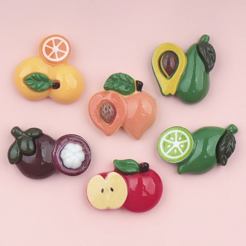 10/100Pcs Miniature Avocado Lemon Mangosteen Fruit Flatback Resin Patch Scrapbooking for Handmade Decor DIY Crafts Accessories