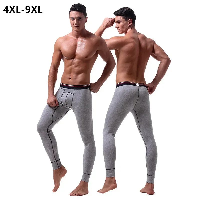 Mens Long Johns Cotton Underwear Plus Size 5XL 6XL 7XL 8XL 9XL 150KG Warm Slim Leggings Skinny Boxer Autumn Winter Render Pants