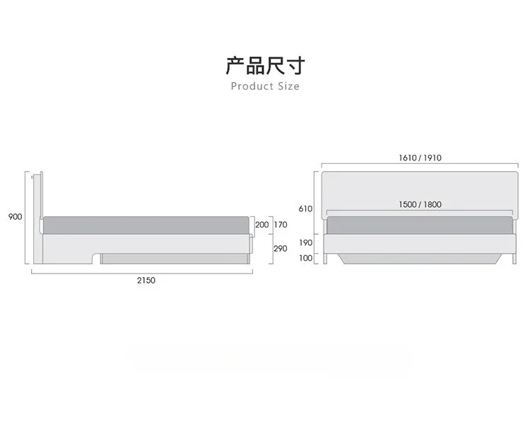 Nordic all solid wood black walnut double bed modern simple Japanese box storage bed
