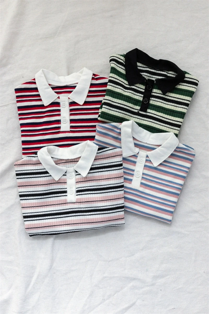 BJD doll clothes 1/4,1/3, uncle, ID75 stand collar striped knit loose casual short sleeve BJD doll accessories