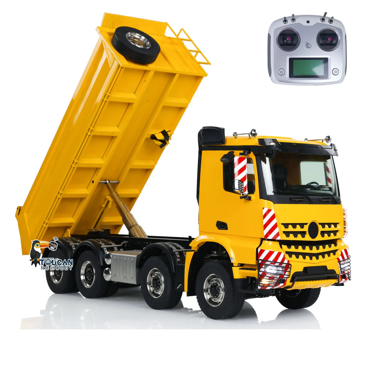 Toy 1/14 8x8 Hydraulic RC Dump Truck Metal 3 Speed Transmission  Controlled Tipper Dumper Car Finished Light Sound Model TH24200