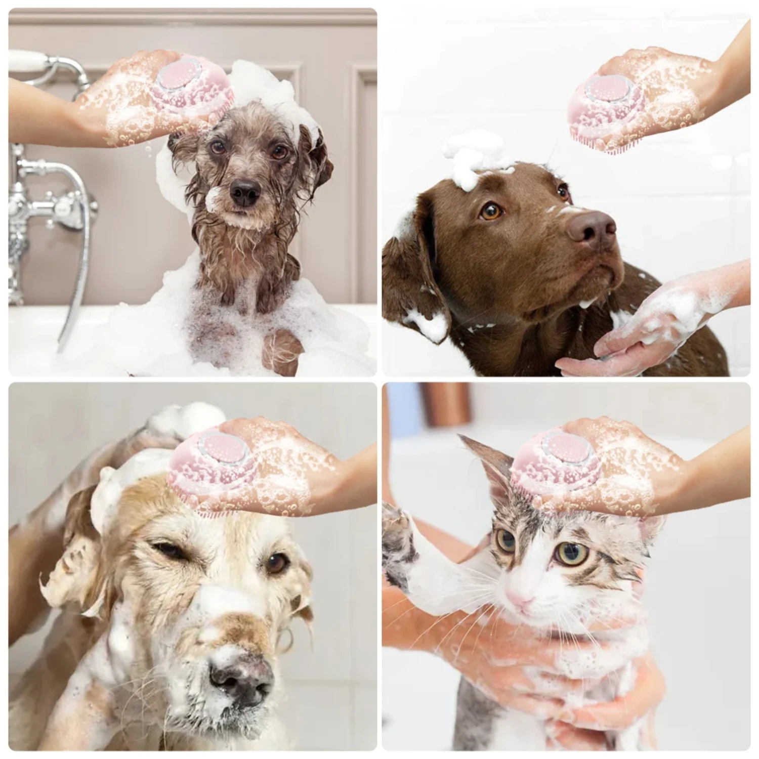 Comfortable and Gentle Silicone Bath Brush for Effective Dog and Cat Grooming - Convenient Shower Dispenser for a Relaxing Bath