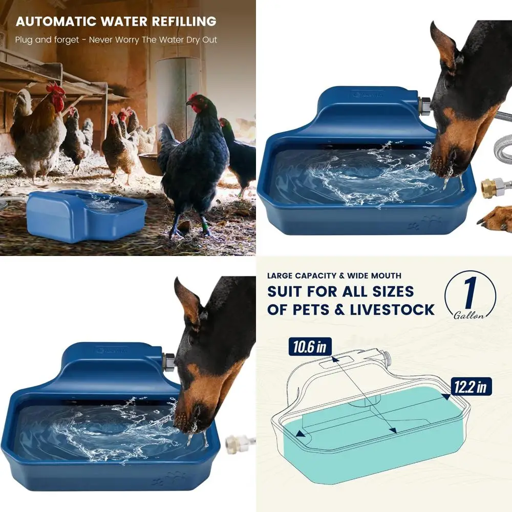 

Автоматическая поилка для животных на 1 галлон, без бисфенола А, с широким горлышком, синяя, подходит для собак, кошек и скота