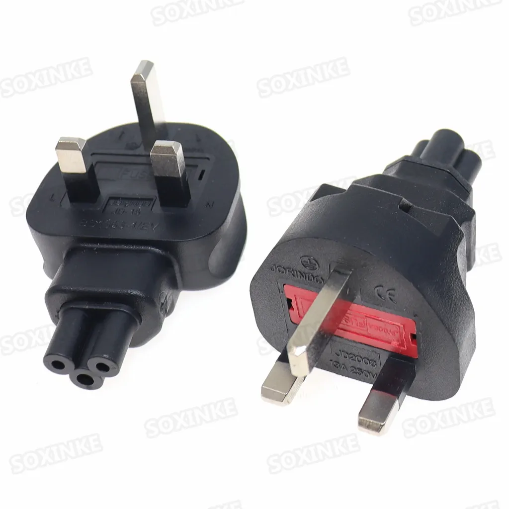 UK 3-Prong Male to IEC 320 C5 AC Power Adapter,UK TO IEC320 C5 conversion plug,PVC Material