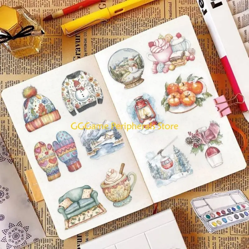 U55B PVC Christmas Party Stickers 50PCS Removable Cartoon Designs For Kids Adults