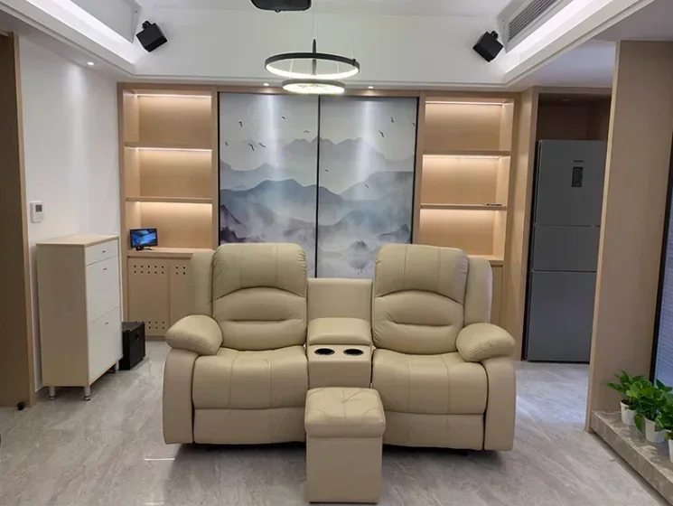 Private home cinema leather sofa three-person space electric cabin video room video room functional seats