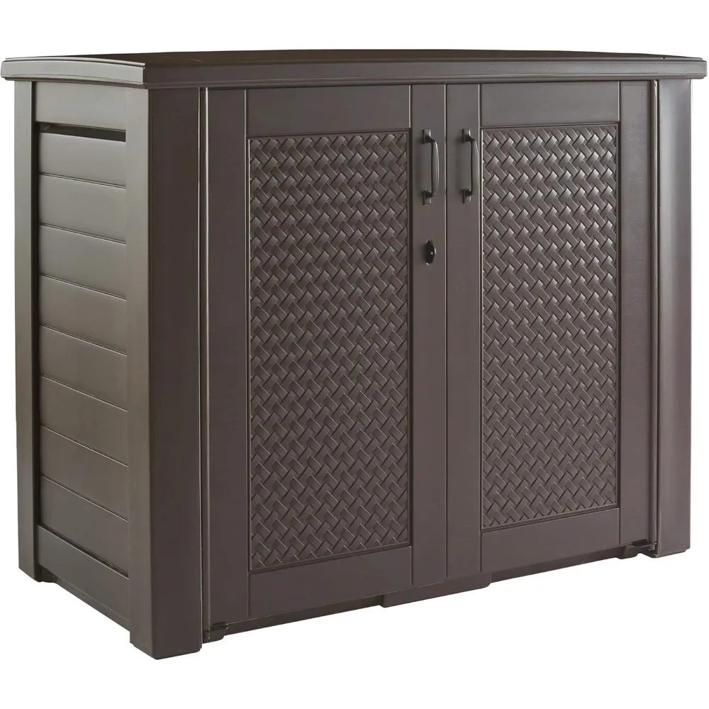 

Rubbermaid Decorative Outdoor Storage Cabinet (123 Gal), Organization for Home/Backyard/Pool Chemicals/Toys/Garden Tools/Porch