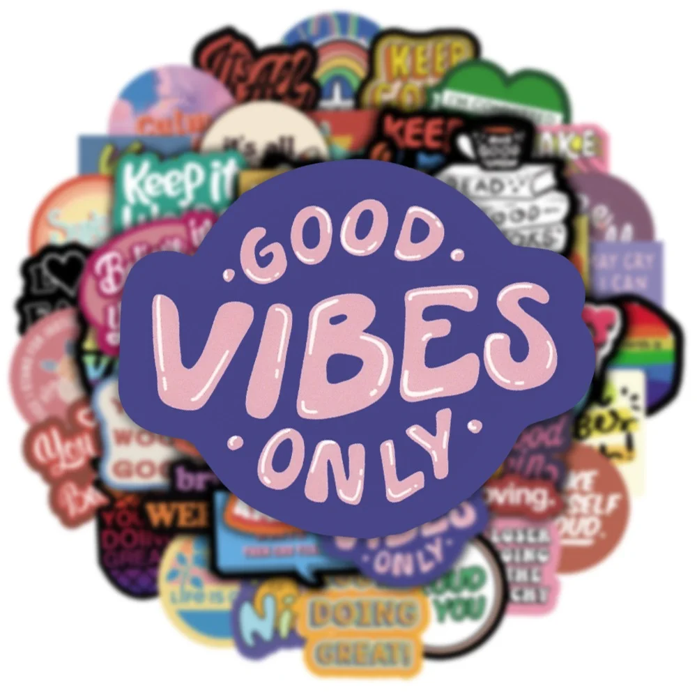 50pcs Graffiti Motivational Stickers Inspirational Phrase Encouragement Quotes Cute Vinyl Decals for Kids Teens Students Gift