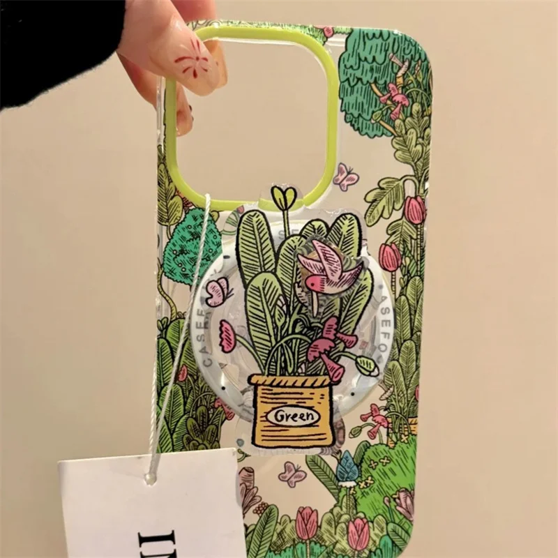 حافظة هاتف مغناطيسية للربيع والصيف على شكل فراشة على شكل زهرة مع حامل مغناطيسي لهاتف iPhone11 12 13 14 15 16 17 Pro max #3