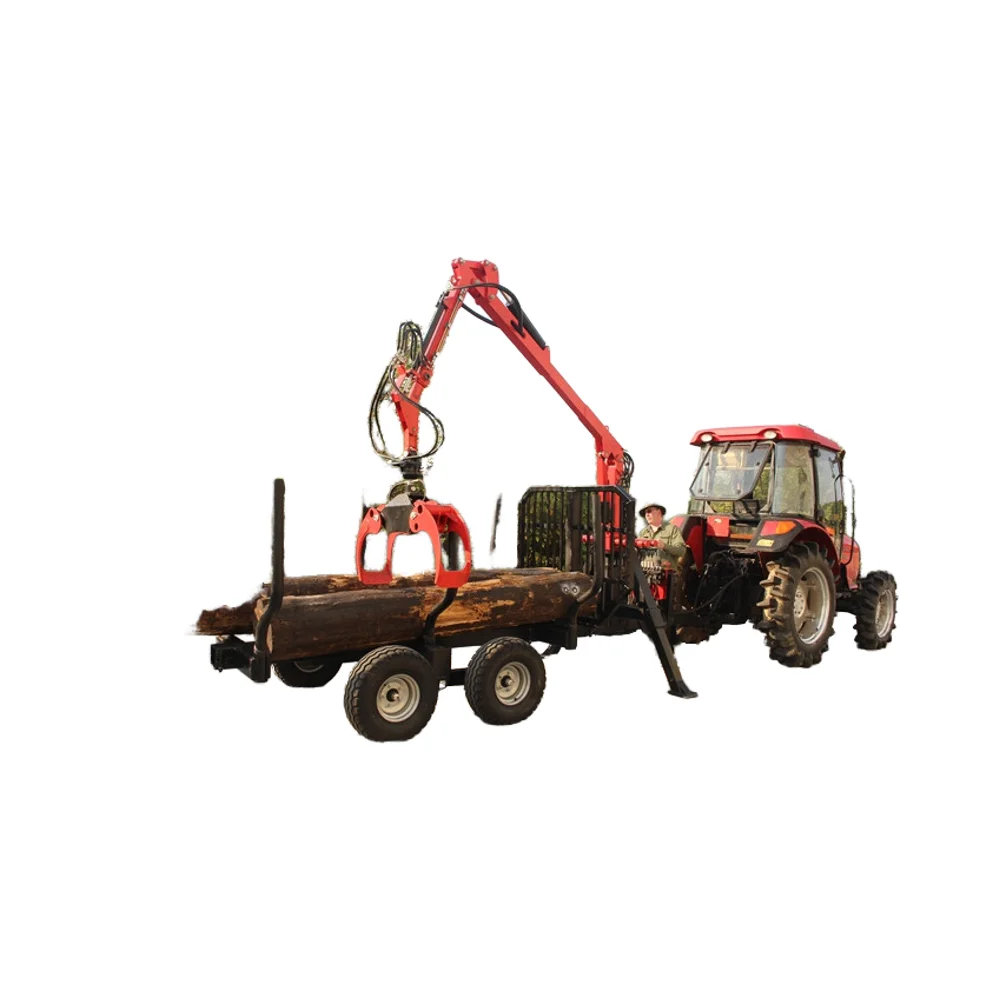 Robust Trailer With Crane 3 Point Hitch 6000kg Loading Capacity&4.7m Outreach For Woodworking Machinery