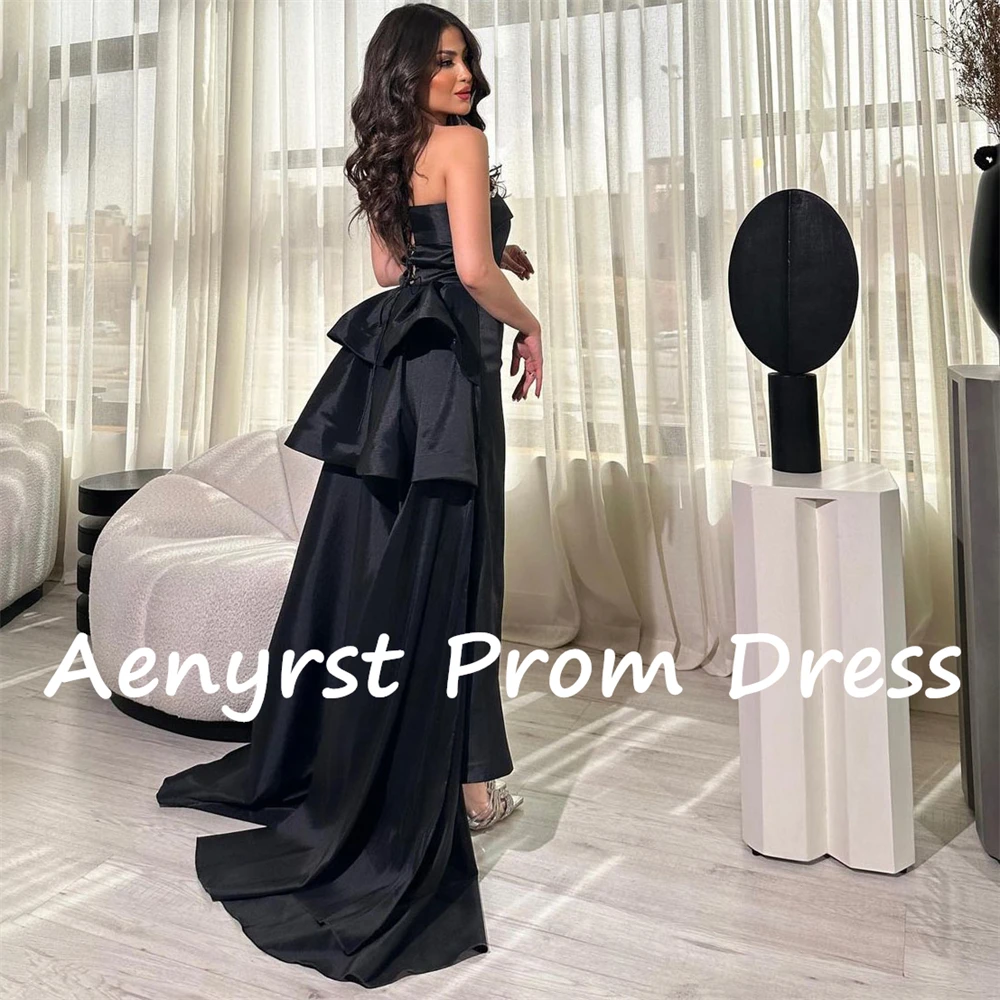 Aenyrst schwarz träger lose Satin Ballkleider gerade Kristall Abendkleider knöchel lange Dinnerparty Kleid elegant فساتين الس카رة