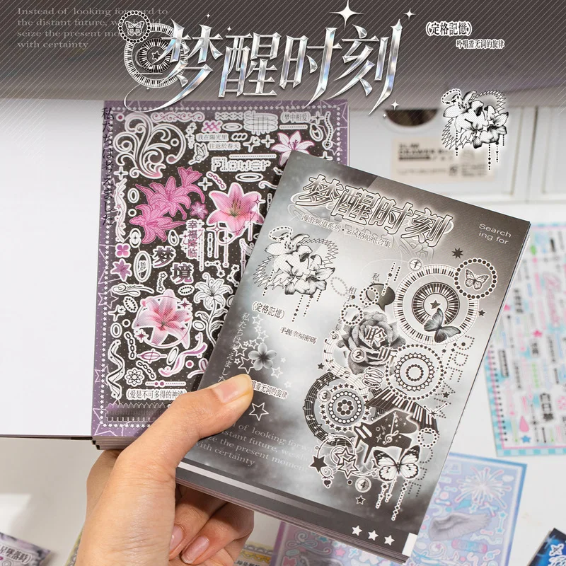 30Pcs Roaming‑channel Vintage Dark Paper Stickers, Gothic Floral & Musical‑note Decals for DIY Junk Journal Collage Crafts