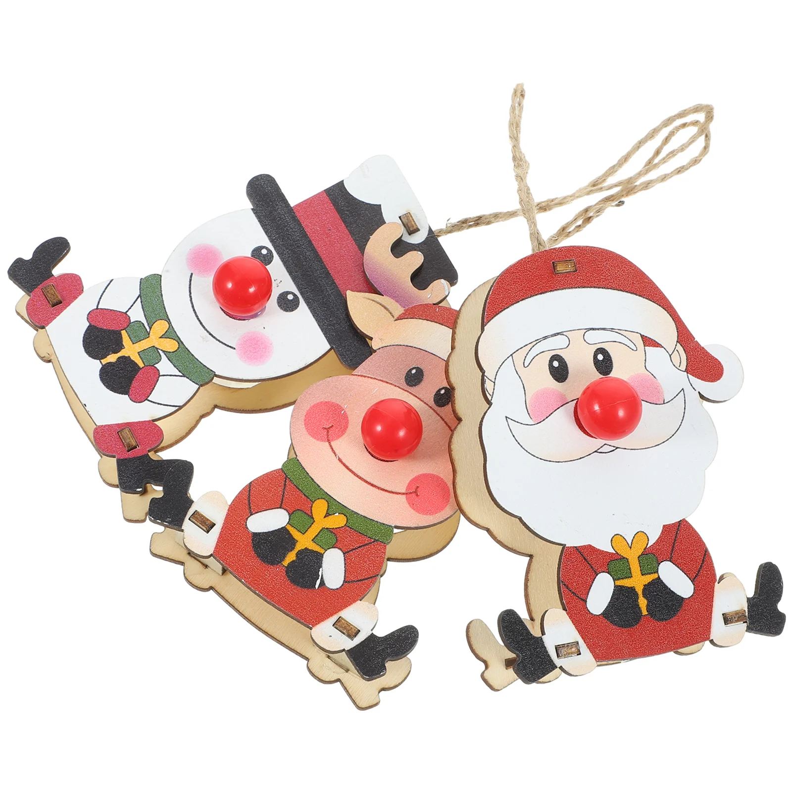 

3 Pcs Christmas Glowing Red Nose Elk Pendant Tree Reindeer Pendants Decor Hanging Elder