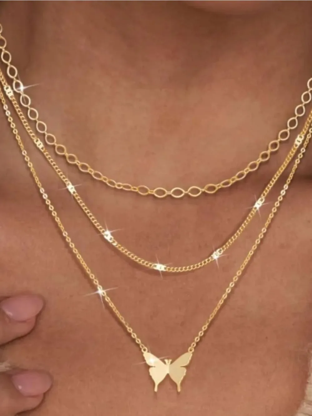 

Florideco 3Pcs Dainty Layered Necklaces for Women - Butterfly Necklace Set Trendy Simple Chain Jewelry Gifts