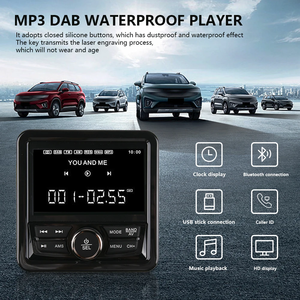 Waterproof Marine Stereo Bluetooth Radio Motorcycle Audio Boat Car MP3 Player Auto Sound System FM AM Receiver For SPA UTV ATV