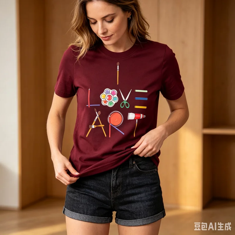 Cute Fun Painting Drawing Sketch Artist Painter Art Tools Love Letter Print T Shirt Women Artist Teacher Casual Cotton Top