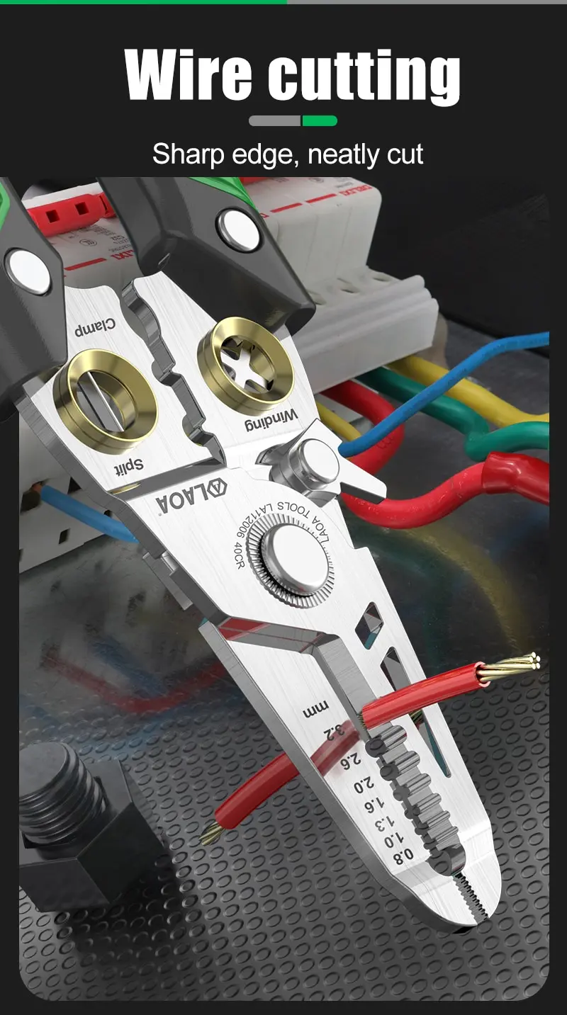 LAOA Abisolierzange Kabelschneider Crimpzange Klemme Spaltung Wicklung Peeling Edge Edelstahl Elektriker Werkzeug – Detail 11