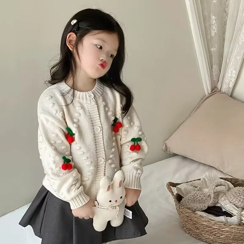 

Children's Knitted Cardigan Casual Single Breasted Sweaters Autumn Winter Cotton Clothes Girls' Outerwear New2 3 4 5 6 7 T