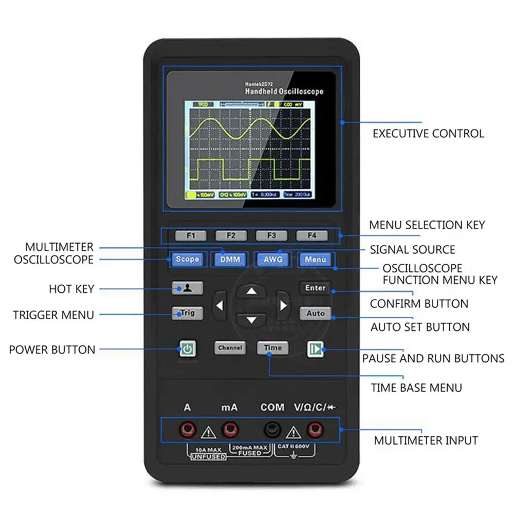 Digital Portable Car 2D42 2C42 3 in 1 Portable Multimeter USB Dual Channel Handheld Oscilloscope