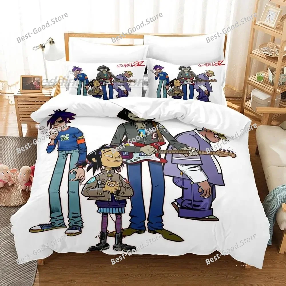 Music Gorillaz Bedding Set Single Twin Full Queen King Size Bed Set Aldult Kid Bedroom Duvetcover Sets 3D Print Gorillaz 2022