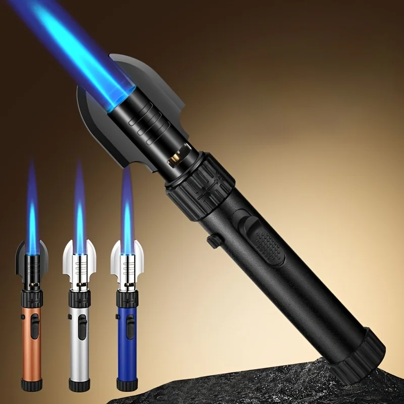 Jet Flame Butane Torch Lighter, Adjustable Firepower Refillable Gas Lighter Windproof Cigar Lighter 360° Use Kitchen BBQ Igniter