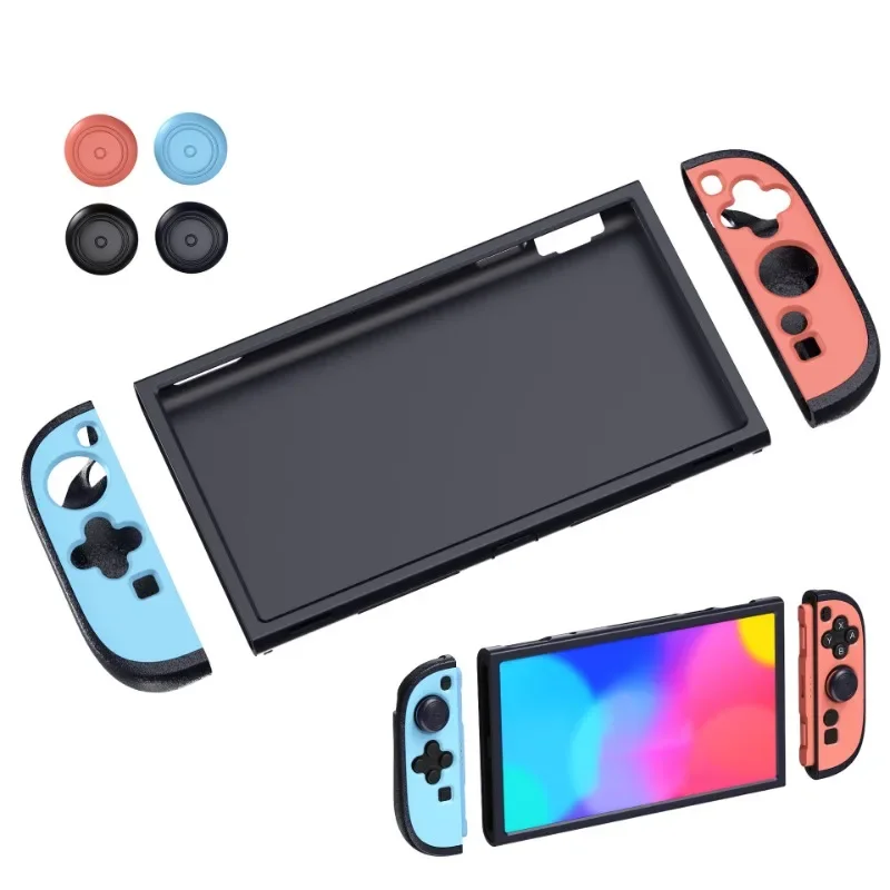 

For Switch 2 Soft Removable Handle Cover Silicone Protective Cover Two-color Split with Rocker Cap Set Accessories Grips 4 Caps