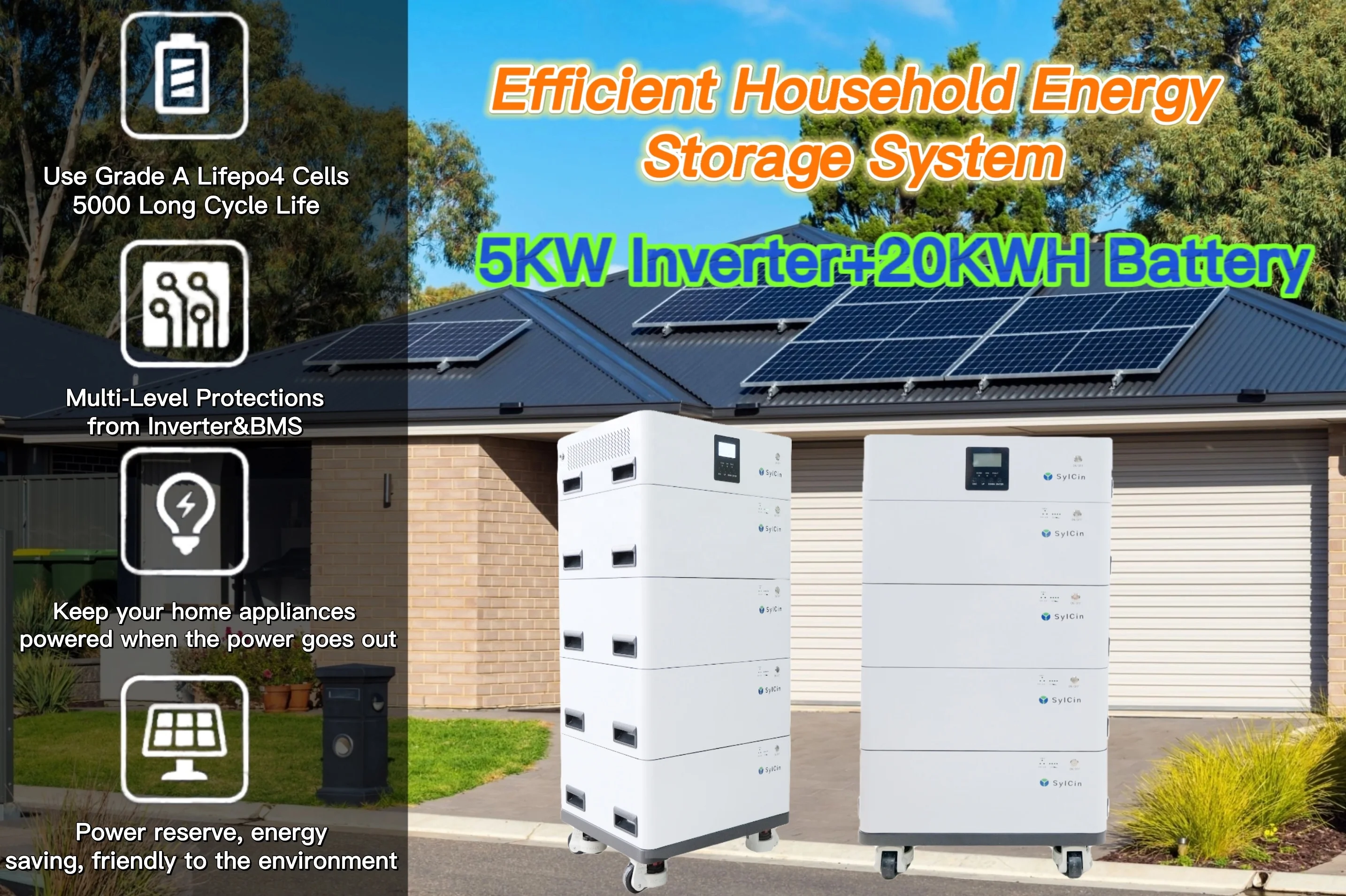 OEM/ODM 10KW-25KWH All In One Stack With Batteries and Energy Storage System Hybrid Solar Inverter With Mppt Charge Controller