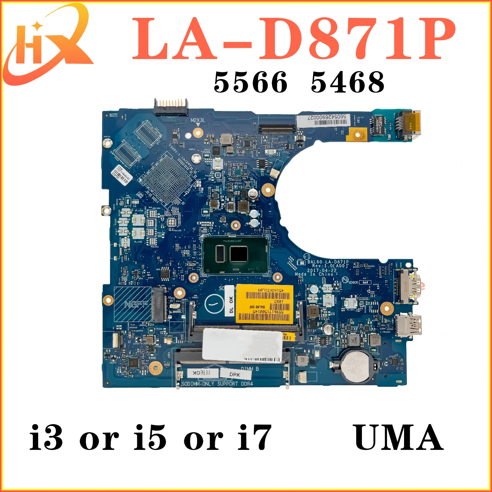 placa mae la d871p para dell inspiron 15 5566 5468 placa mae para laptop i3 i5 i7 6a geracao uma 01