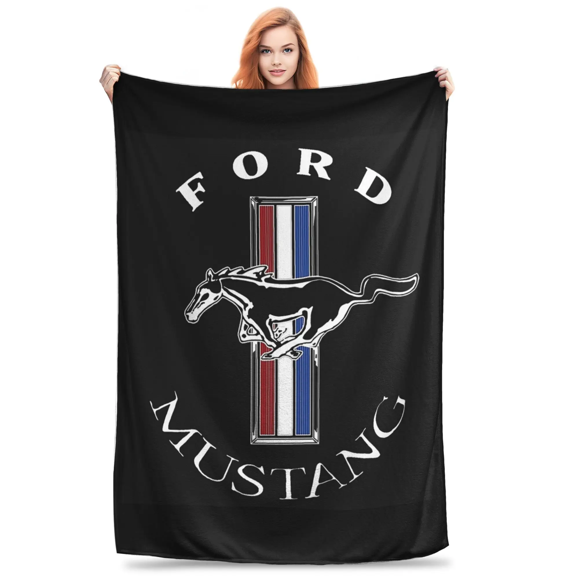 Ford Mustang Logo Colour Blanket Soft Warm Flannel Throw Blanket Bedding for Bed Living room Picnic Travel Home Couch
